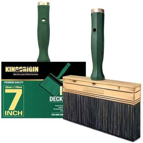 King Origin 7 Inch Paint Brush, Deck Stain Brush Threaded Handle | for Extension Use, Deck Paint Brushes for Walls, Stain Brushes for Wood, Fence and Furniture