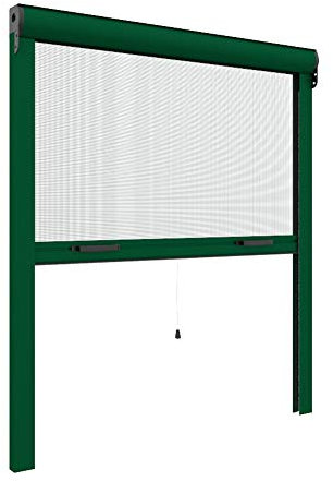 Zanzanet Zanzariera Verticale per finestre su Misura 42 mm cassonetto Sottile Personalizzabile a Rullo con Molla Telaio con Profilo Robusto e Resistente in Alluminio Made in Italy Verde Raffaello