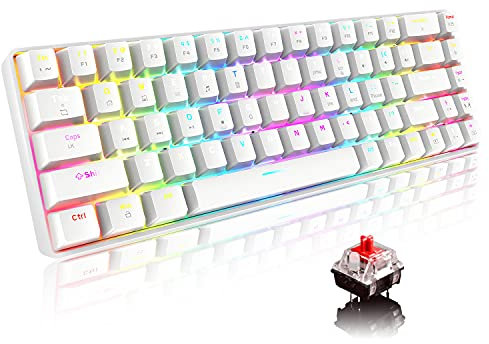 ZIYOU LANG 60% Mechanische Gaming-Tastatur Typ C Kabelgebunden 68 Tasten USB-Tastatur mit LED-Hintergrundbeleuchtung 18 Chroma-RGB-Hintergrundbeleuchtung Vollständige (Roter Schalter)