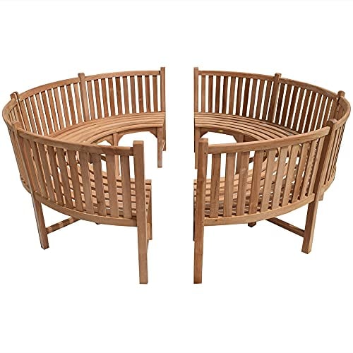 Teako Design Parkbank Gartenbank Rundbank Rom Teak Massivholz in verschiedenen Größen (Durchmesser 220 cm 360°)