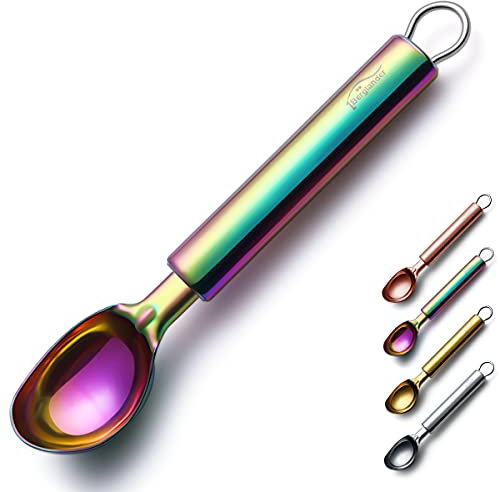 Regenbogen Eisportionierer, Berglander Edelstahl Keksportionierer Kegel Titan Bunte Beschichtung, Spezialwerkzeuge und Gadgets, Eiscremelöffel Lebensmittelportionierer Spülmaschinenfest
