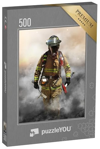 puzzleYOU: Puzzle 500 Teile „Feuerwehrmann durchdringt eine Rauchwand“ – aus der Puzzle-Kollektion Feuerwehr