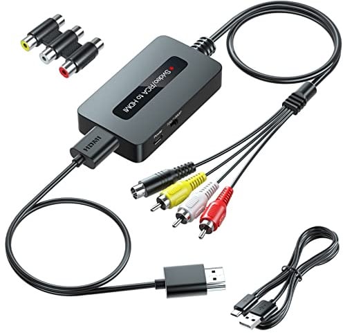 Sedytetoc Convertidor RCA Svideo a HDMI con cable HD (RCA y Svideo integrados), convertidor AV a HDMI compuesto CVBS