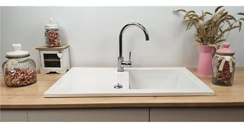 Fregadero de cerámica suave blanco + escurridor