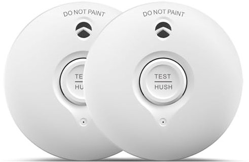 Rauchmelder 10 Jahre Batterie | Feuermelder für Zuhause Brandmelder mit Stummschaltung und Selbsttest Funktion Fotoelektrischem Sensor, Q-Zertifiziert DIN EN14604, 2 Stück