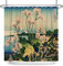 SDOTPMT 180x198cm Japanisch Frühling Landschaft Duschvorhang Kirsche Blüte Ukiyo-e Kanagawa Badevorhang Fuji-Berg Orient Ethnisch Animes Badewannenvorhang für Badezimmer Polyester mit Haken