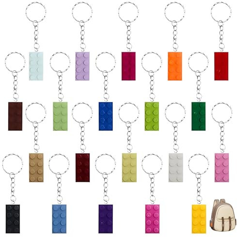 20 Pièces Porte-clés, Brick Keyrings, Porte-clés Bloc de Construction, 20 Couleurs Brick Keychain, pour fête d'anniversaire, Cadeaux De Décoration, Articles pour Fêtes