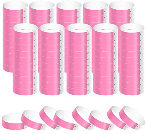 1000 Stück Papierarmbänder, Wasserdicht Neon Armbänder Bändchen Papier für Events Handgelenk Party Bänder Papier Eintrittsarmbänder für Musikfestival Konzert Wettbewerb (Rosa)