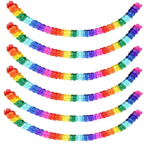 6 Stück Bunt Girlande Papier, Dekoration Papiergirlanden für Geburtstagsfeiern, Festivals und Hochzeiten, Vierblättriges Kleeblatt