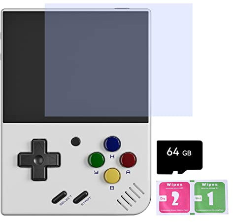 Miyoo Mini Plus Handheld Game Console, 3.5-Inch Retro Emulator Console Built-In 11000 Games, Support Wi-Fi Battle, Open-Source Emulators, Cortex-A7 Processor(64G White)