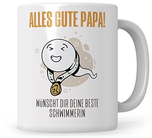 Sweetify Alles Gute Papa Tasse Becher Vater Vatertag Geschenk, Vatertagsgeschenk, Alles Gute Papa wünscht dir deine Beste Schwimmerin