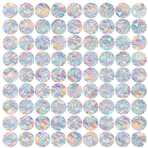 81 Pieces Circle Window Decals for Bird Strikes - Anti-Collision Clings to Save Birds,Non Adhesive Vinyl Rainbow Suncatch Stickers, Easy Remove No Residue and Reusable