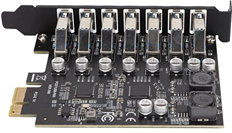 SUNGOOYUE 7-Port PCIE-Erweiterungskarte, 7-Port USB 3.2 GEN1 5 Gbit/s Front-Erweiterungskarte Zum Anschluss Externer Festplatten, Gamecontroller, CD-/DVD-Laufwerke