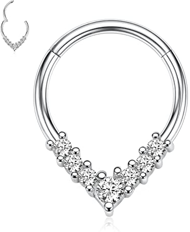 AROWRO Septum Ring 16G Daith Piercing Schmuck - Silber Conch Smiley Orbital Nasen Ringe 10mm - Septum Clicker Hoops Knorpel Ohrringe