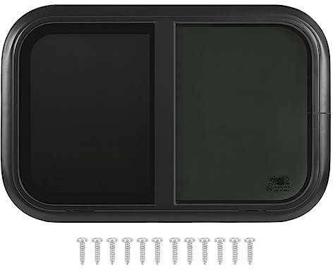 700 X 300 Mm, Gehärtetes Glas, Wohnmobil-Schiebefenster, Schwarzer Rahmen aus Aluminiumlegierung mit Beweglichem Bildschirm für Wohnwagen, Wohnmobil (Anwendbare Wandstärke: 26