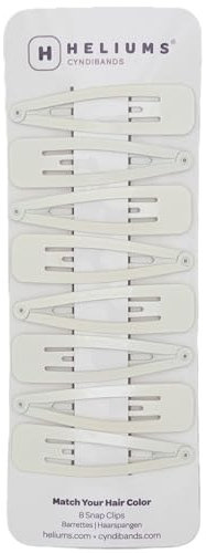 Heliums Mollette per capelli a scatto grandi, colore bianco platino, 6,9 cm, in metallo, da donna, clip a scatto metallizzate, 8 pezzi