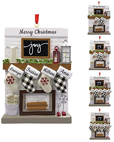 Personalizados Adornos Navideños Familiares 2024, Adorno de Chimenea con Nombres Familiares, Adorno Familiar para Colgar en el árbol de Navidad