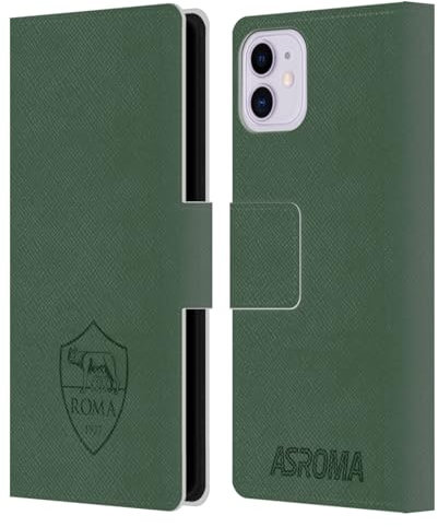 Head Case Designs Offizielle AS Roma Vollfarbe Grün Crest-Grafiken Leder Brieftaschen Handyhülle Hülle Huelle kompatibel mit Apple iPhone 11