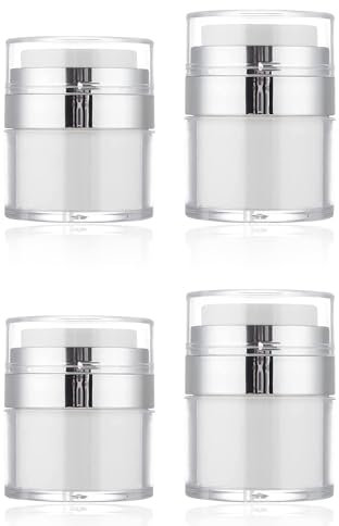 Litimkat 4 Stk Airless Pumpspender, 15ml 30ml Creme Pumpspender, NachfüLlbare Reisecreme Flasche Tragbarer Kosmetischer BehäLter für Creme, Lotion für Reise Home Verwendung