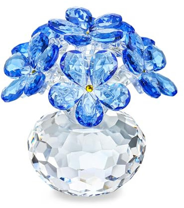 H&D HYALINE & DORA Blue Crystal Forget Me Not Flower Figurine - Gifts for Mom, Wife, Girlfriend - Glass Ornaments for Home, Office, Tabletop Centerpieces