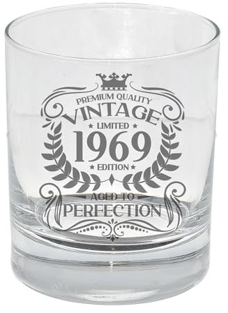 Always Looking Good Whiskeyglas zum 56. Geburtstag, Vintage-Stil, 1969, Aged to Perfection, graviert, Geschenk für 56 Jahre alt, geätztes Whiskyglas, Bourbon, Scotch, Lowball-Gläser