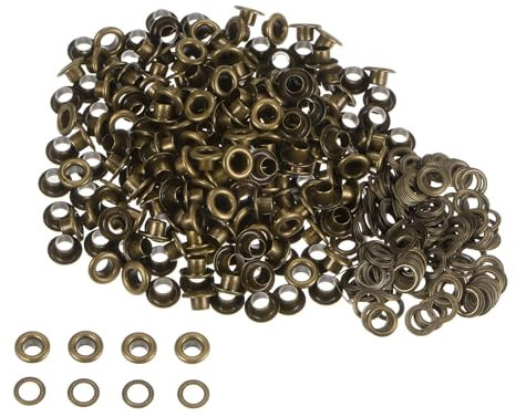 QUARKZMAN 300 Set Kit Occhielli in Metallo 3mm 1/8 Foro Occhielli per Teloni Piccolo Occhiello con Rondelle per Scarpe Vestiti Cintura Etichetta Borsa Tessuto Pelle Progetto, Bronzo