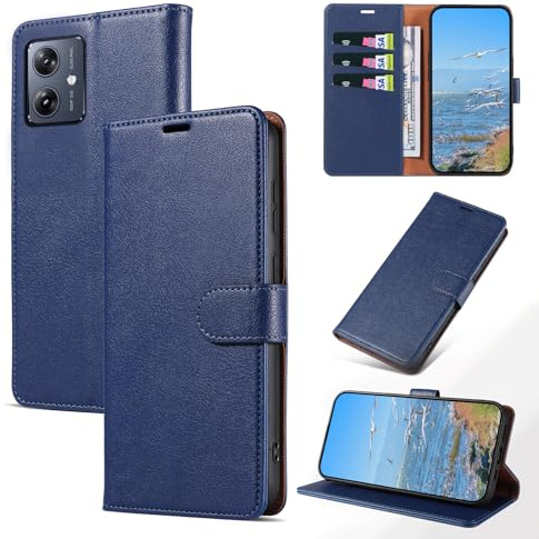 KKEIKO Handyhülle für Motorola Moto G54 5G Hülle, Magnet Klappbar Handyhülle mit Kartenfach, PU Leder Stoßfest Schutzhülle für Motorola Moto G54 5G, Blau