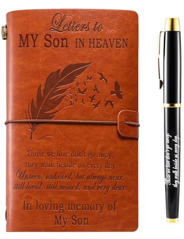 Gedenkgeschenke für den Verlust des Sohnes, In Memory of Loved One, nachfüllbares Leder-Tagebuch, Trauergeschenke, Trauergeschenke, Trauergeschenke für den Verlust des Sohnes, Briefe an meinen Sohn
