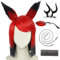 HSJZBQSM Hazbin Hotel Cosplay Alastor Requisiten Rote Perücke Monokular Brille Teufel Kalb Hörner Alastor Cosplay Zubehör (01, Einheitsgröße)