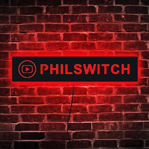 Señal LED personalizada con nombre de canal de YouTube, letrero LED gamertag, lámpara LED de decoración de emisora, pancarta de YouTube, botón de reproducción de YouTube, decoración de sala de juegos,