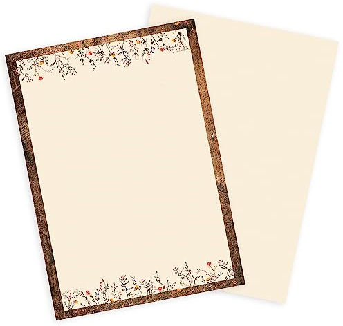 Logbuch-Verlag 100 Blatt Briefpapier Motivpapier floral vintage mit Blumen beige Einladungspapier Kopierpapier zum Bedrucken DIN A4