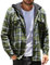 COOFANDY Herren Hemdjacke Karierte Jacke Holzfällerhemd Gefüttert Holzfäller Jacke Flanell Jacke Winterhemd Baumwolle Übergangsjacke mit Kapuze Sweatjacke Hellgrün S