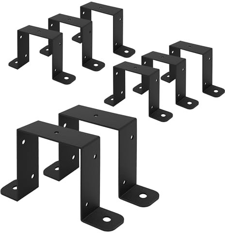 Wdwlbsm 8Pcs Black Strap Post Ties Brackets Heavy Duty Wood Deck Fence Post Tie for 4x4 Post Gazebo Mounting Brackets for Water Pipes, Balcony Railing