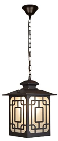 LUOYAOB Modern Pendelleuchte Metall Glas Eisen Laterne Pendelleuchte Wasserdicht Balkon Kronleuchter Bauernhaus Decke Hängelampe Außen Veranda Droplights Leuchte for Garten Eingangsbereich Terrasse