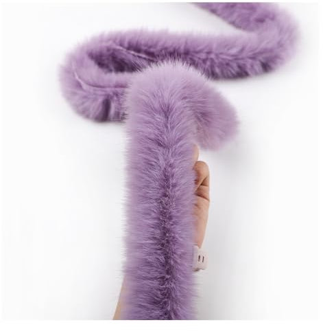 Rockreyoa Kunstfell Bordüre Flauschig Kunstpelzband Kunstfell Band Plüsch Trim Stoff Bordüre Handarbeit Material für Hausschuhe Kostüme Basteln Mäntel Geschenkdekoration Violett 1m