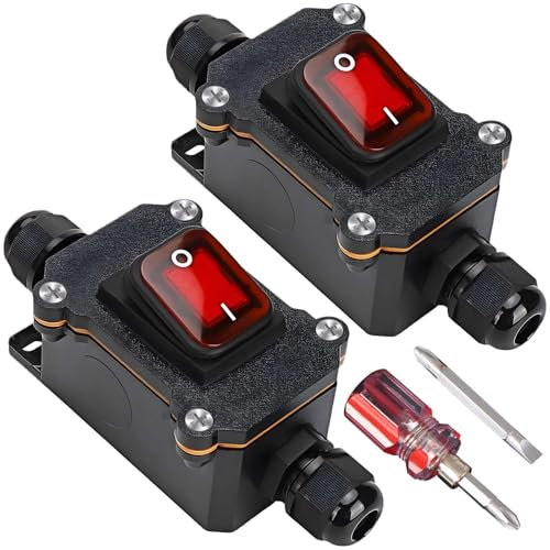 2 interruptores en línea impermeables de 12 V 30 A, interruptor de 12 V, resistente al agua IP67, con destornillador, 12 V DPST de 4 pines, interruptor de cable, interruptor en línea impermeable,