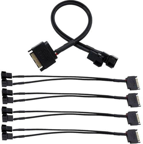 RUNCCI-YUN 15 Pin SATA to 3Pin/4Pin Computer Fan Cable - CPU Case Cooling Expansion Splitter Hub (1 to 2)