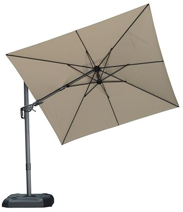 PURPLE LEAF 2.5 X 2.5 M Garden Cantilever Swivel Parasol, Large Rectangular Patio Umbrella with Crank Handle and Tilt for Balcony and Outdoor, Beige