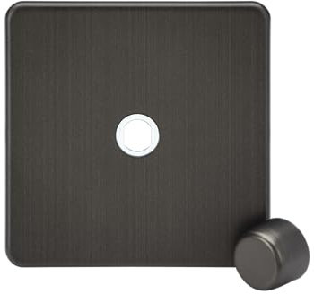 Knightsbridge 1G Dimmer Plate with Matching Metal Dimmer Cap - Smoked Bronze