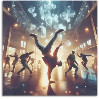 Tanz-Poster, B-Boy, Street Dance Breakdance Battle, dekoratives Gemälde, Leinwand, Wandposter und Kunstdruck, moderne Familienschlafzimmer-Dekoration, Poster, 70 x 70 cm