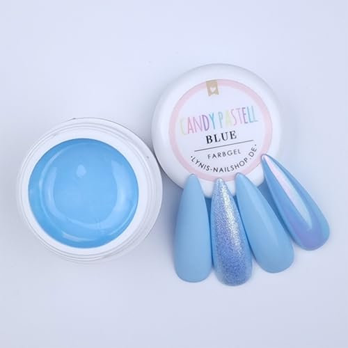 Farbgel für Gelnägel Pastell Blau 5ml, Fresh Sky, Helles Blau für frische Frühlingsdesigns & Sommernägel, UV & LED Lampe geeignet, Deutsche Marke, Lynis-Nailshop.de
