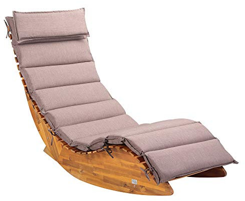 Casaria® Sonnenliege Holz inkl. Auflage Creme Meliert Wetterfest Klappbar Gartenliege Ergonomisch 160kg Belastbarkeit FSC®-Zertifiziert Liege Balkon Garten 195x60cm