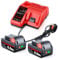 2-Pack 5.5Ah 18V M-18 Li-ion Battery Replacement for Milwaukee Battery and M-12-18C 12-18V 3A Li-ion Charger Compatible with Milwaukee 18V Cordless Tools