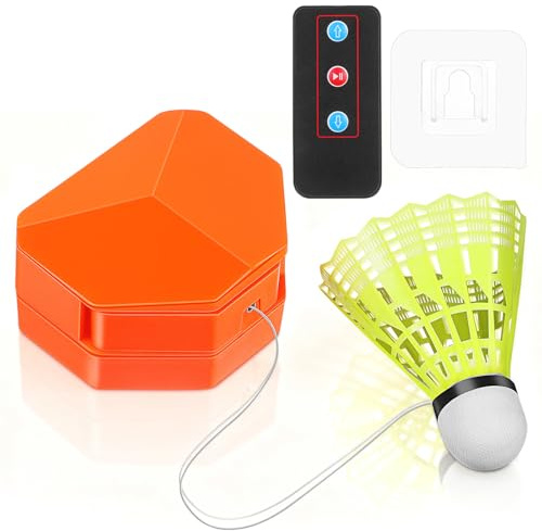 Hemobllo Elektrischer Badminton Trainer Set für Alleintraining, Tragbares Rebound Übungsgerät mit Fernbedienung & Verstellbarer Geschwindigkeit, Selbsttraining Badminton Set für Indoor Outdoor Garten