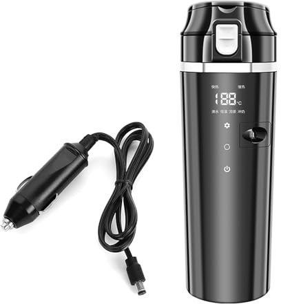 HNsdsvcd 12 V 24 V Auto Heizung Cup Auto Beheizter Becher 500 Edelstahl Reise Elektrische Kaffeetasse 17oz Heizung Becher