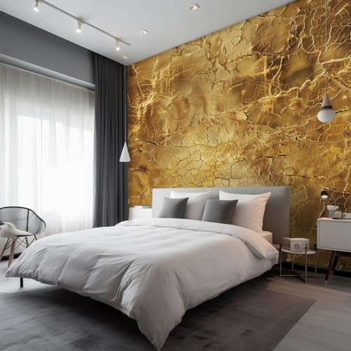 Generisch Fototapete Vlies Tapete Gold Metallic Fototapeten Vliestapete Tapeten Moderne Wandtapete, Wohnzimmer, Flur, TV Hintergrund Wandtapete Poster Bilder Wand Deko, 250 x 175cm (B×H) &Kyi692