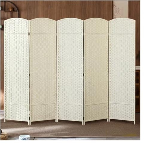 Rattan Raumteiler Faltwand Trennwand weiß 60 x 30 cm 3 Paneele