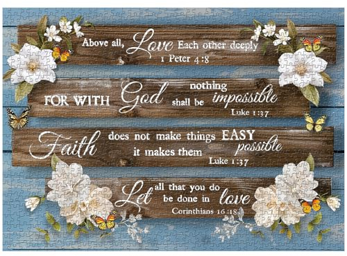 Christian Bible Puzzles for Adults, PICKFORU Jesus Religious Jigsaw Puzzles 1000 Pieces, Love & Faith Puzzle, Challenging Impossible Inspirational Quote Theme as Wall Decor