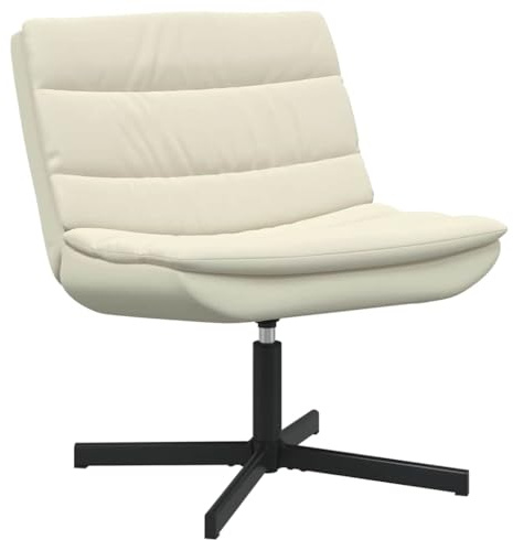 vidaXL Swivel Chair Cream 63 x 75 x 76 cm PU, Living Room Seating, Modern Swivel Chair, Ergonomic PU, Adjustable Rotating Lounge, Chic Functional Design