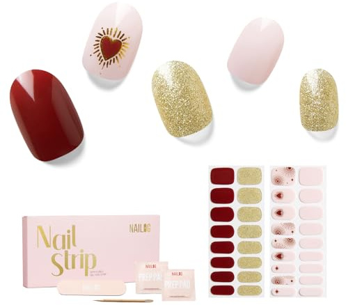 NAILOG Nagelfolie UV Härtend 34 Stück UV Nagelfolie - My Queen | 34 Streifen in 17 Größen, Gel-Nägel in Salonqualität zum Selbermachen, glänzend, HEMA-frei, vegan, einfach und sicher